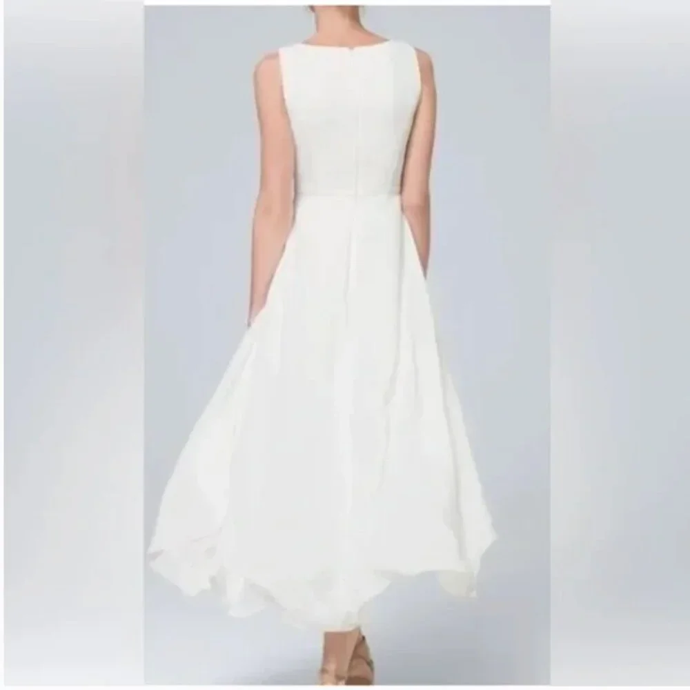 White House Black Market Flowy Wide Leg Overlay Ivory Jumpsuit 6P - Picture 2 of 12